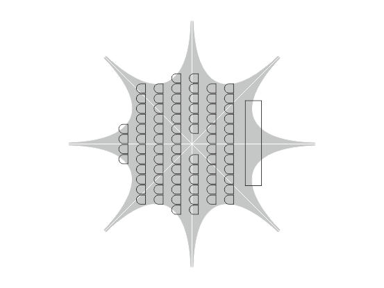 Anordnung mit StÃ¼hlen â 80â100 SitzplÃ¤tze